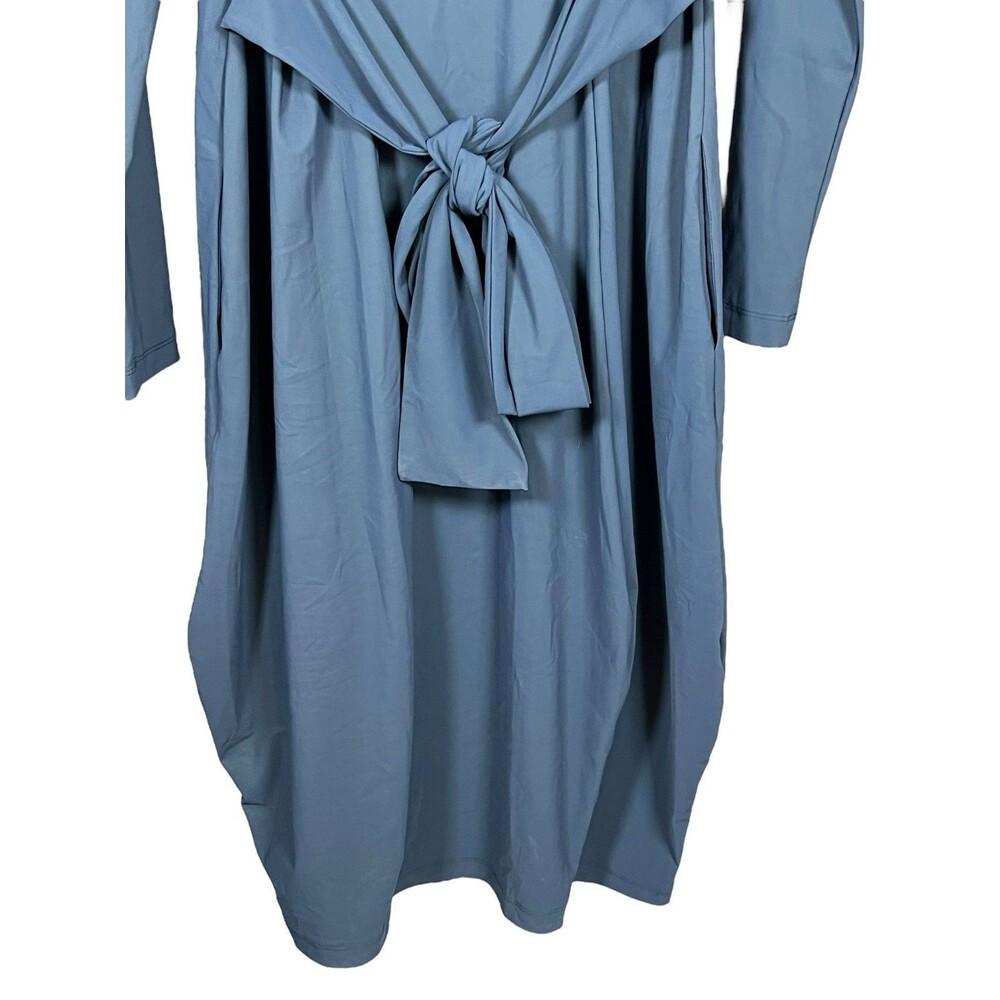 Porto SF Pleated Belted Midi Dress Lagenlook Jersey Size 2 Travel Stretch USA - Picture 13 of 13